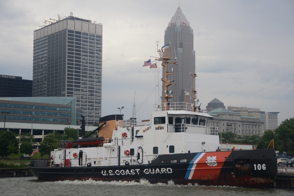 Coast Guard Cutter Morro Bay at its new mooring in Cleveland