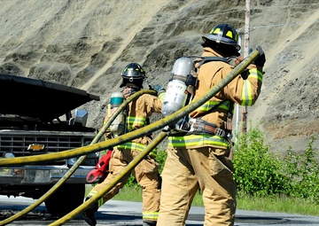 Coast Guard Fire and Rescue responds to vehicle fire in Kodiak, Alaska