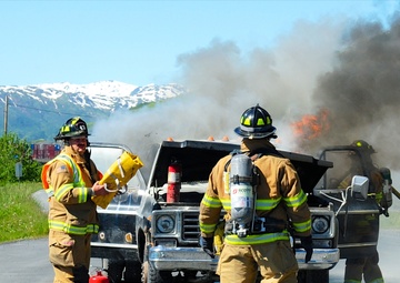 Coast Guard Fire and Rescue responds to vehicle fire in Kodiak, Alaska