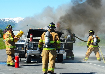 Coast Guard Fire and Rescue responds to vehicle fire in Kodiak, Alaska
