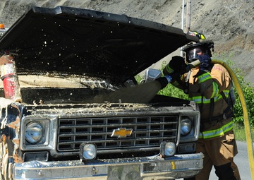 Coast Guard Fire and Rescue responds to vehicle fire in Kodiak, Alaska
