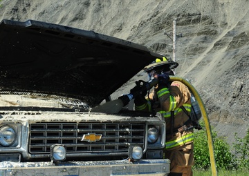 Coast Guard Fire and Rescue responds to vehicle fire in Kodiak, Alaska