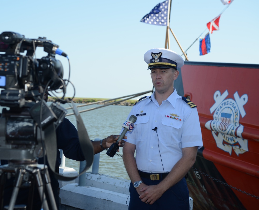 Morro Bay commander speaks with media