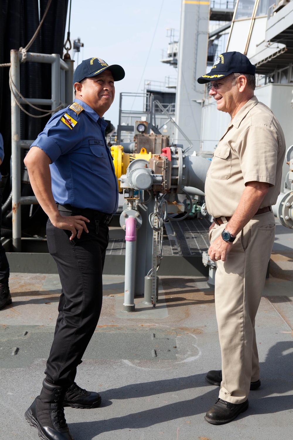 Royal Brunei Navy Commander comes aboard the USNS Matthew Perry