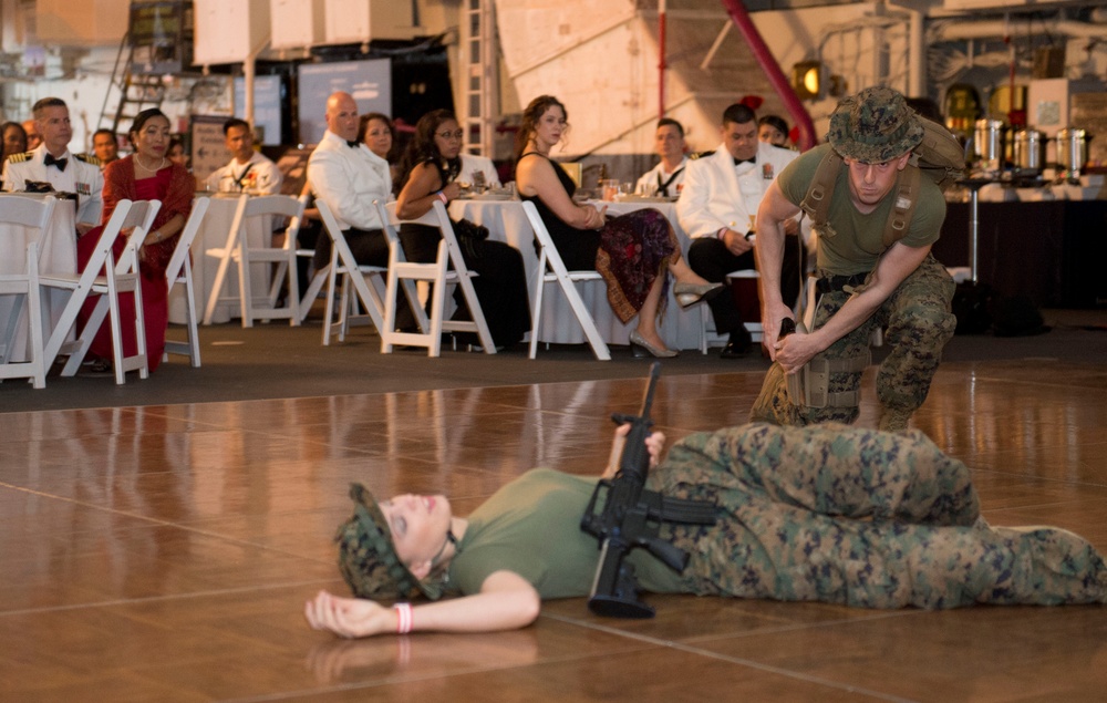Sailors participate in a play