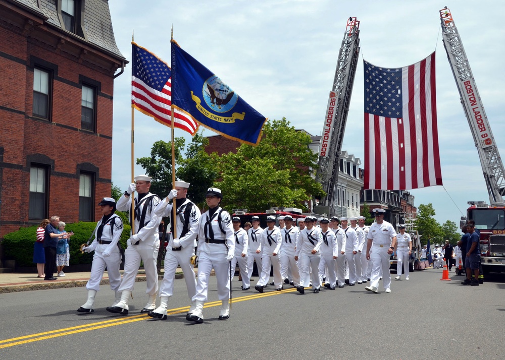 Sailors march in 2013 Bunker Hill Day parade