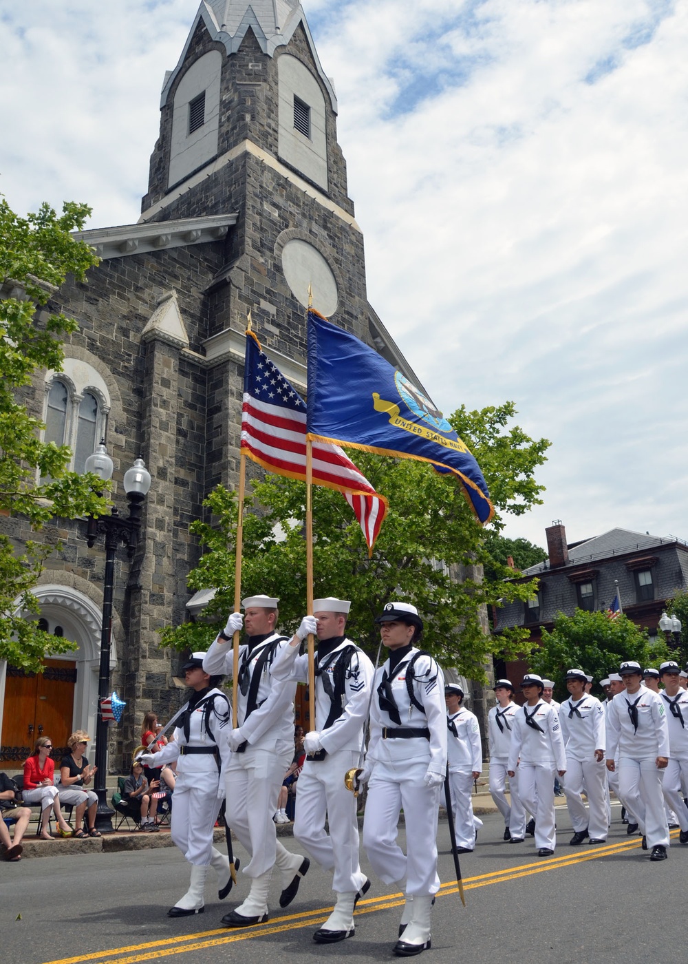 Sailors march in 2013 Bunker Hill Day parade
