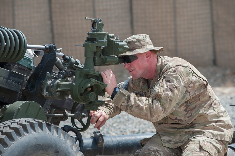 Artillerymen stand ready to counter fire in eastern Afghanistan