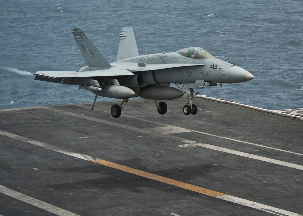 F/A-18C Hornet lands aboard USS Nimitz