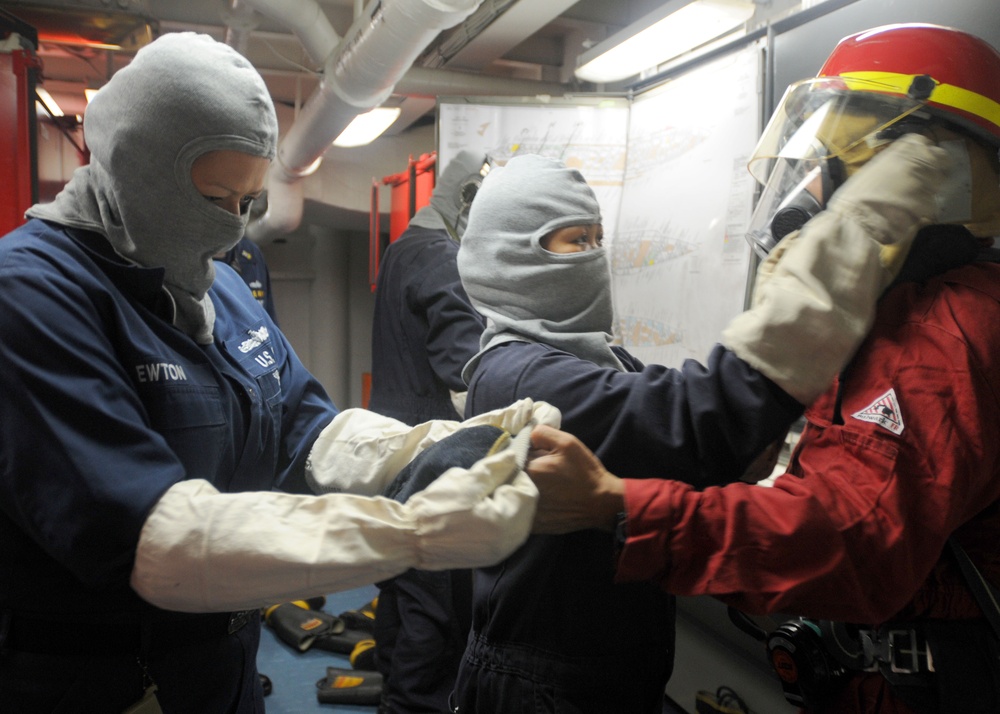 USS Blue Ridge damage control drill