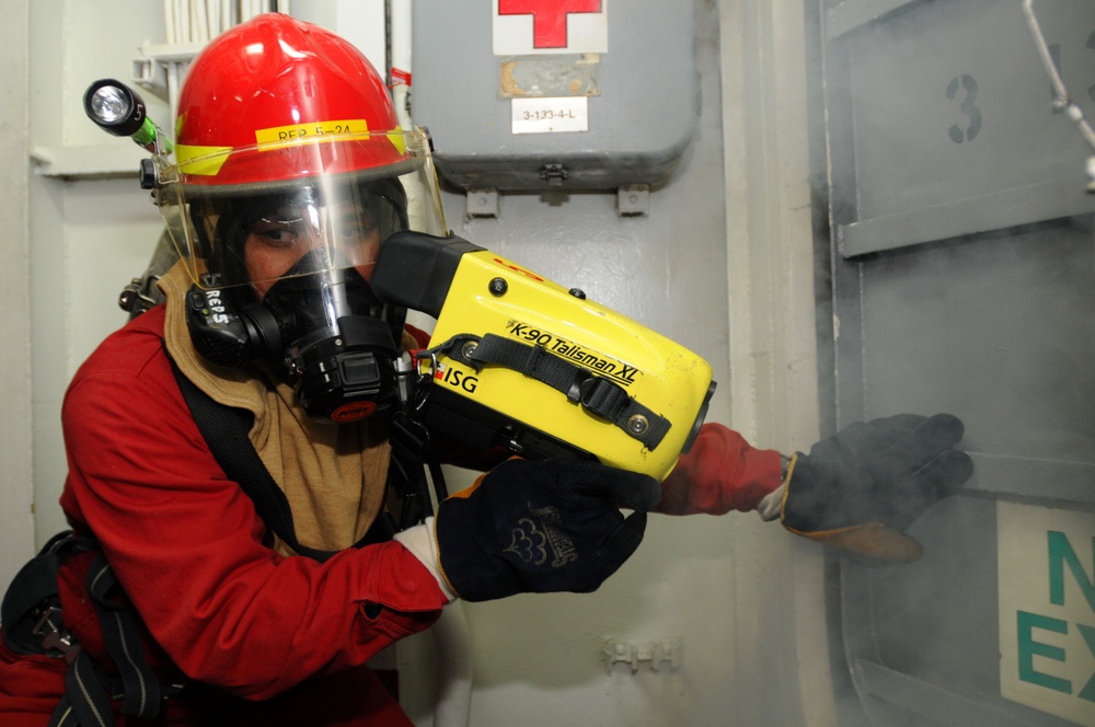 USS Blue Ridge damage control drill