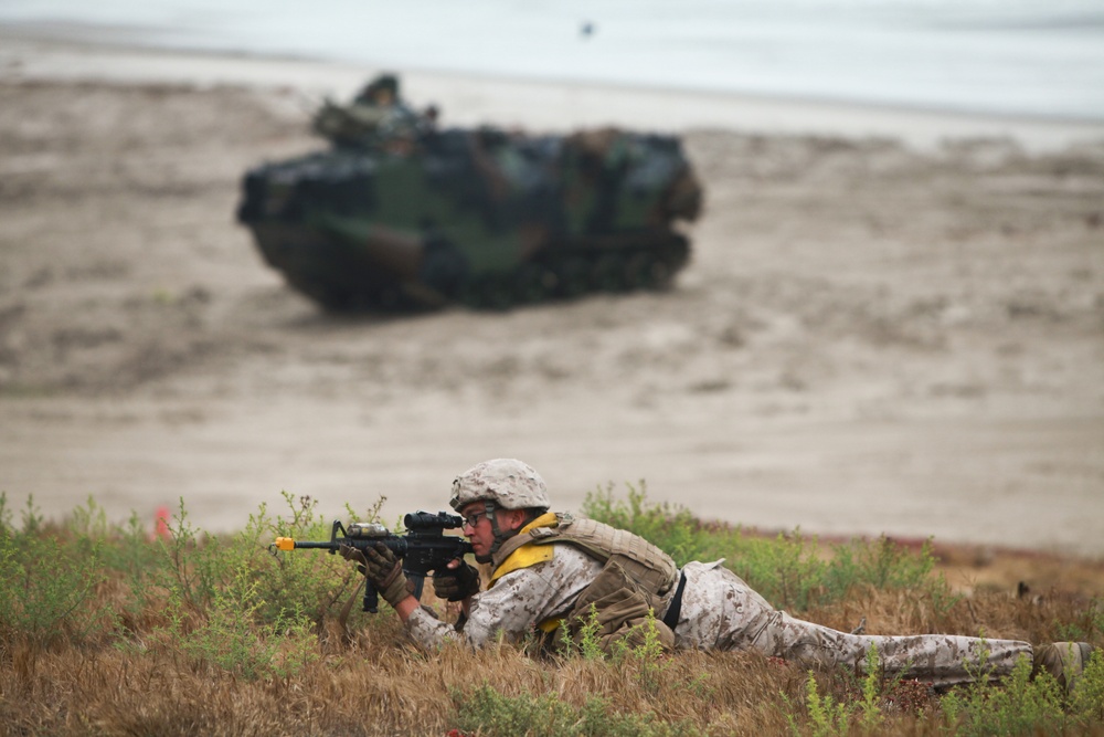US and coalition forces conduct amphibious landing on Red Beach