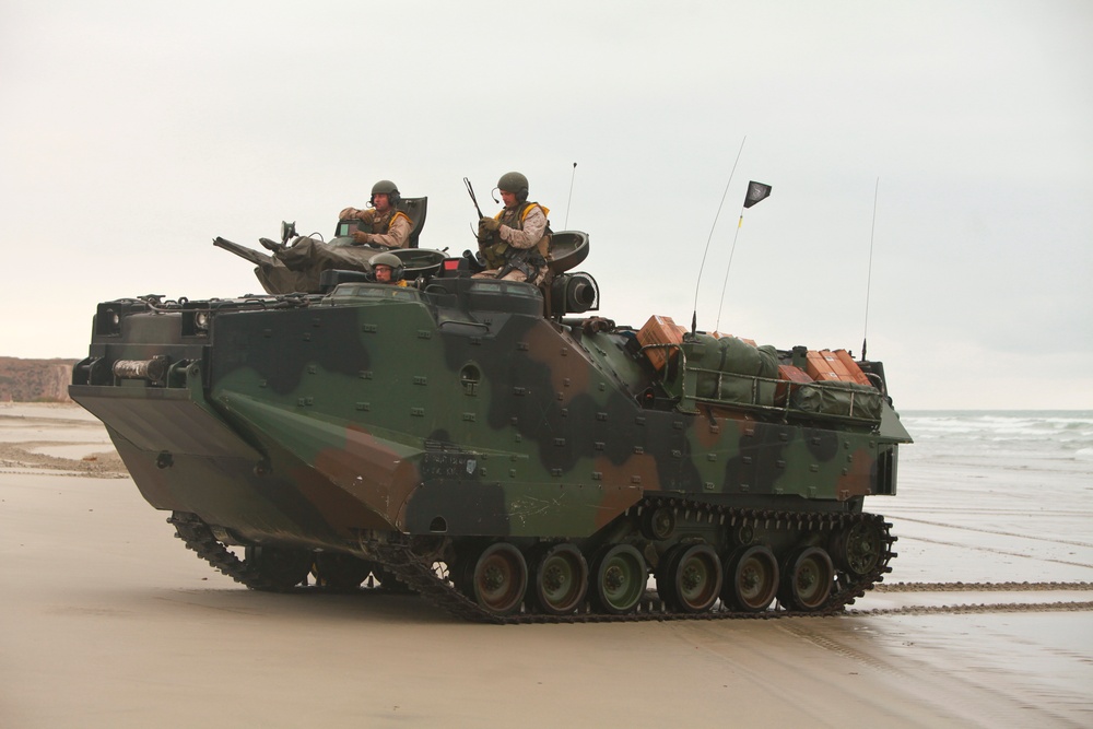 U.S. and coalition forces conduct amphibious landing on Red Beach