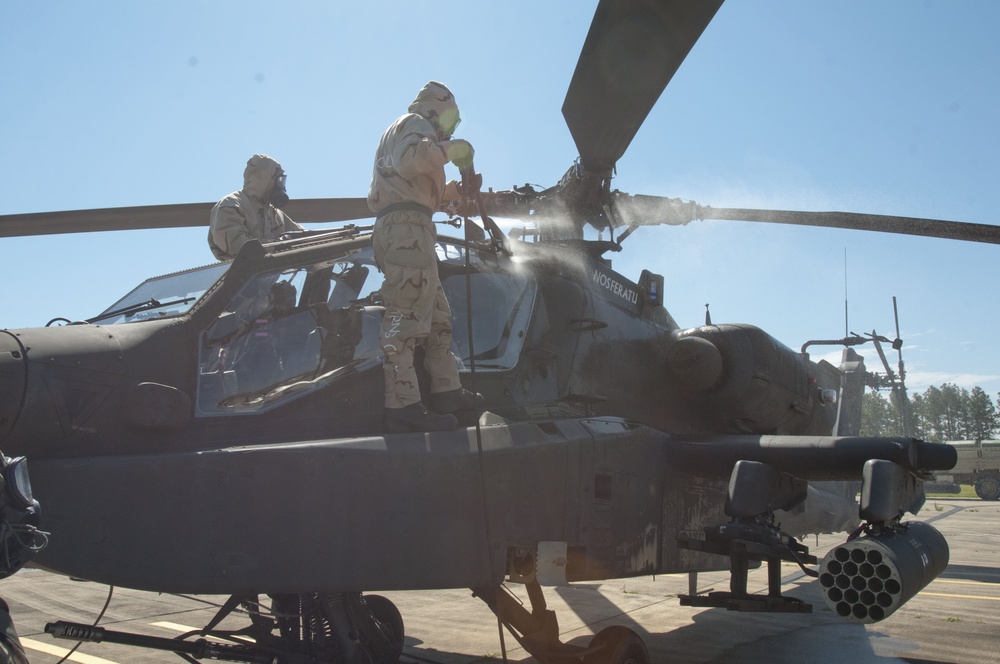 82nd CAB aviators train to decontaminate helicopters, personnel