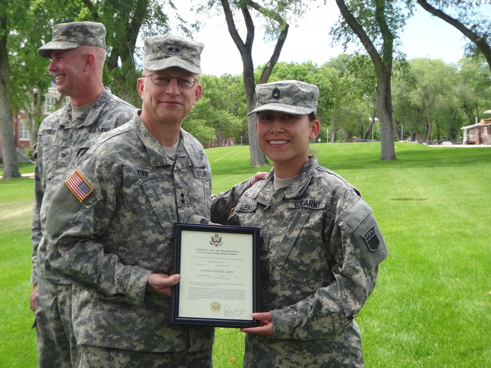 Sgt. 1st Class Miriam Lemus promotion