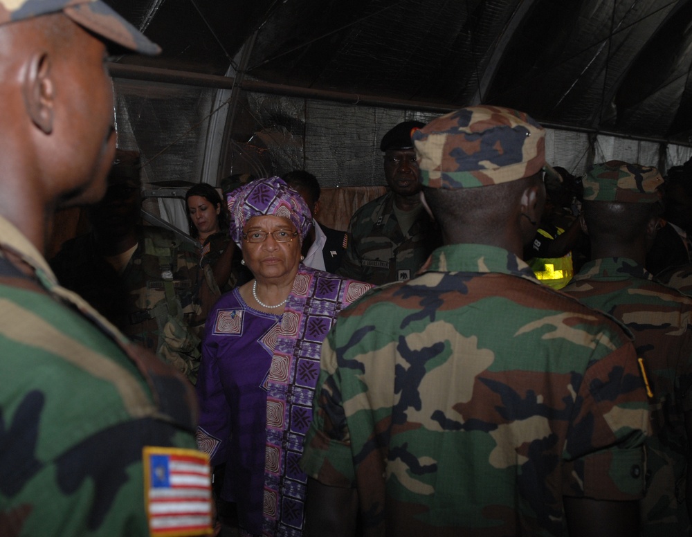 Liberia’s president visits AFL’s deploying troops