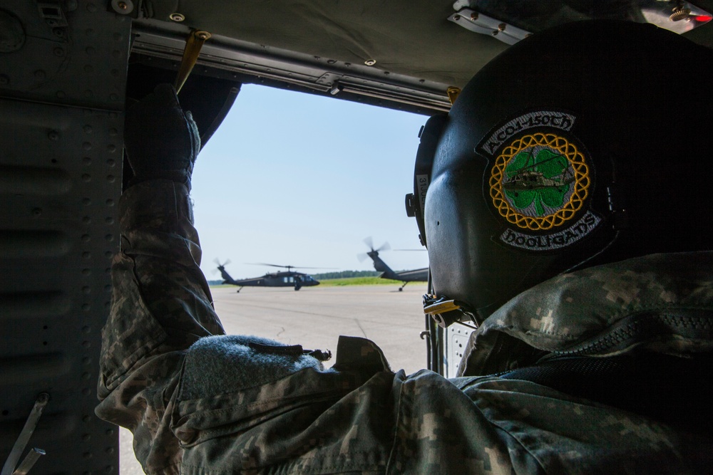 Cadets rappel from Guard Black Hawks