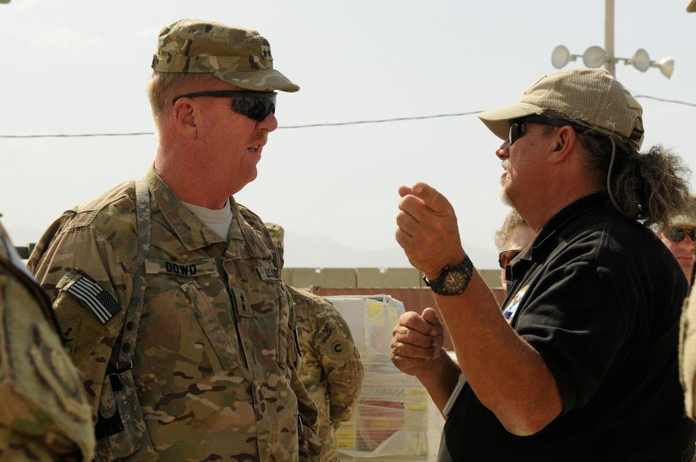 Joint senior logisticians walk disposition services yard in Bagram