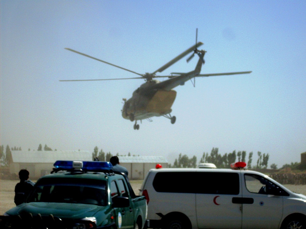 Afghans evacuate casualties by air