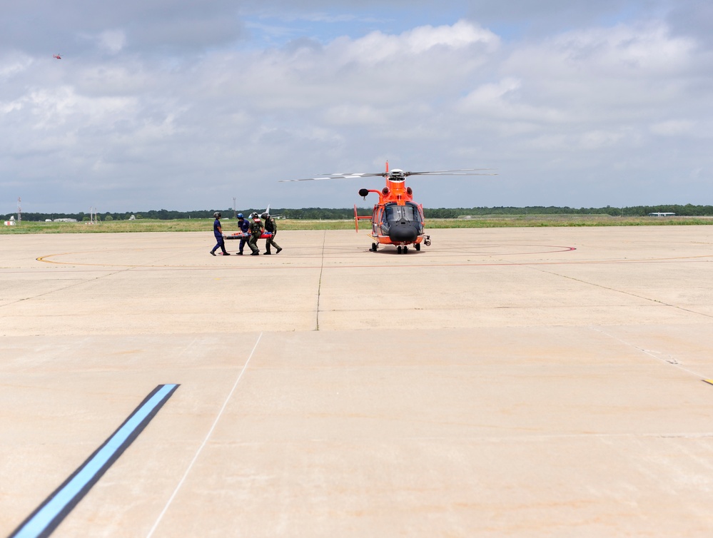 Coast Guard Air Station Atlantic City, NJ, crew transfers medevaced patient