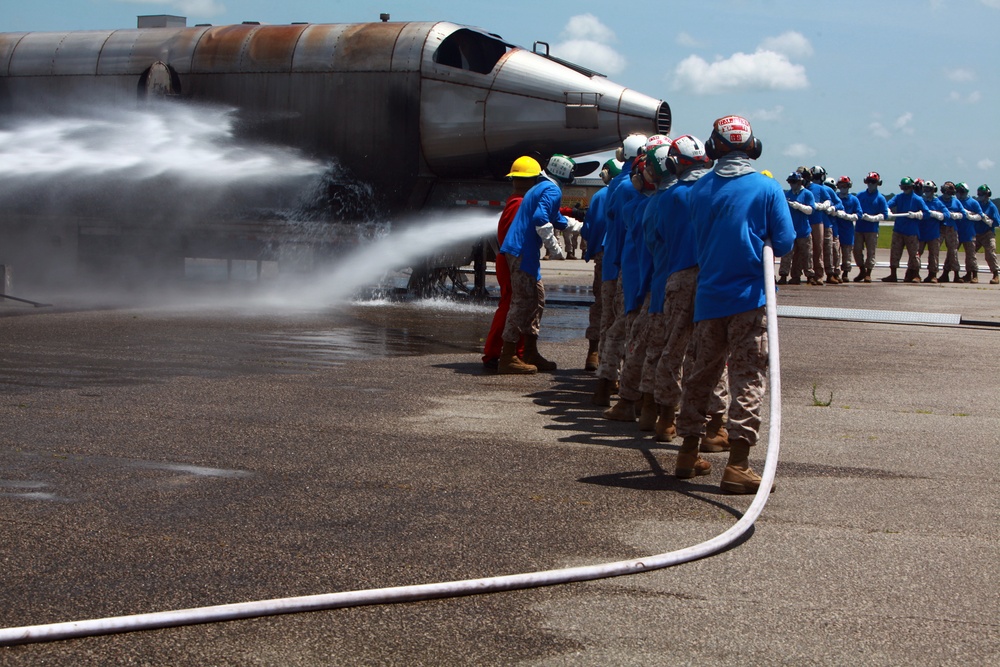 Marines train for on ship fire fighting