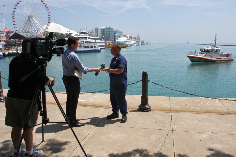 Coast Guard participates in Operation Dry Water media interviews in Chicago