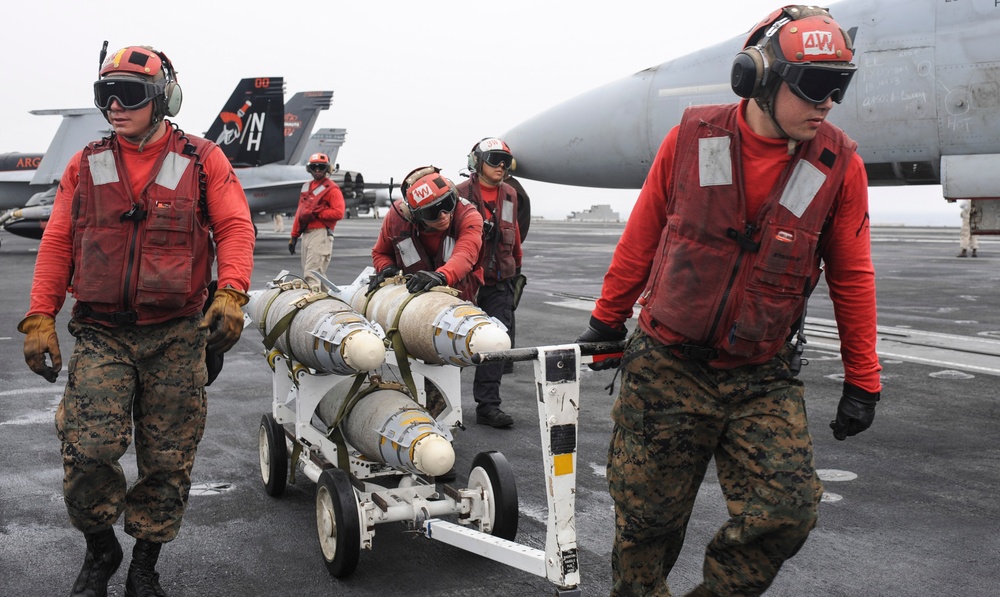 USS Nimitz flight deck action
