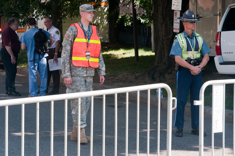 State Police and National Guard team up to secure perimeter
