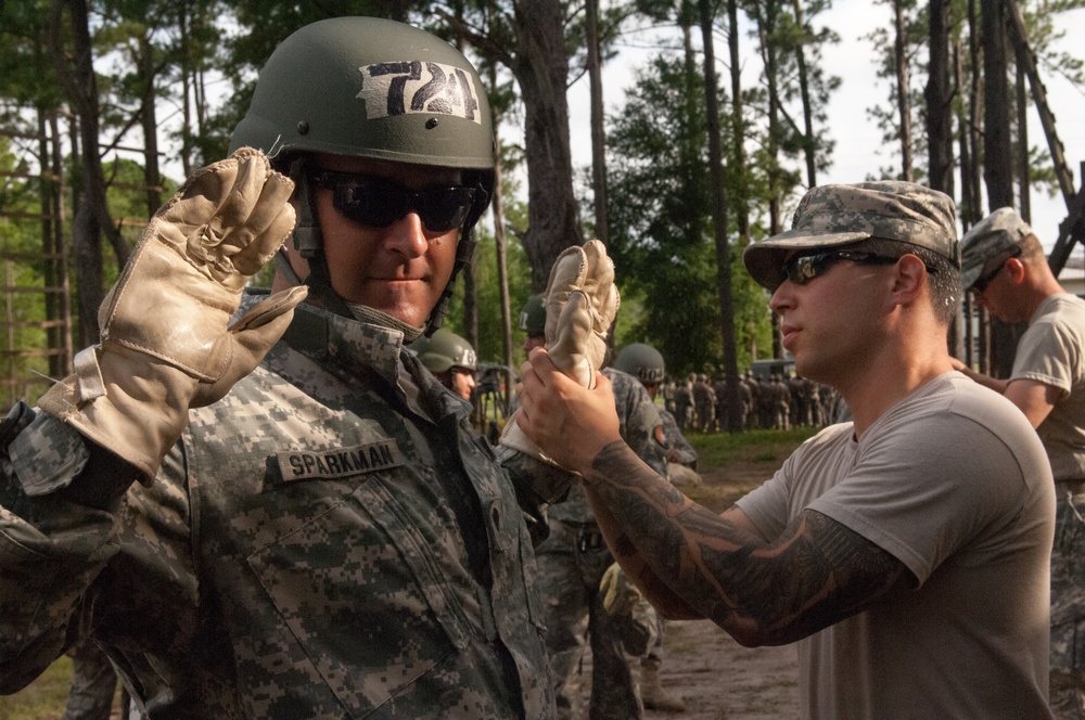 Soldier prepares for rappel test during Air Assault Course at Camp Blanding Joint Training Center