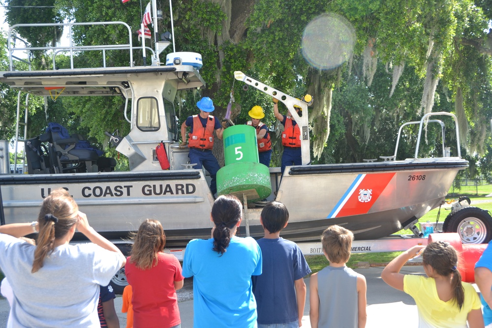 Coast Guard gives Aids to Navigation demonstration to children in Dulac