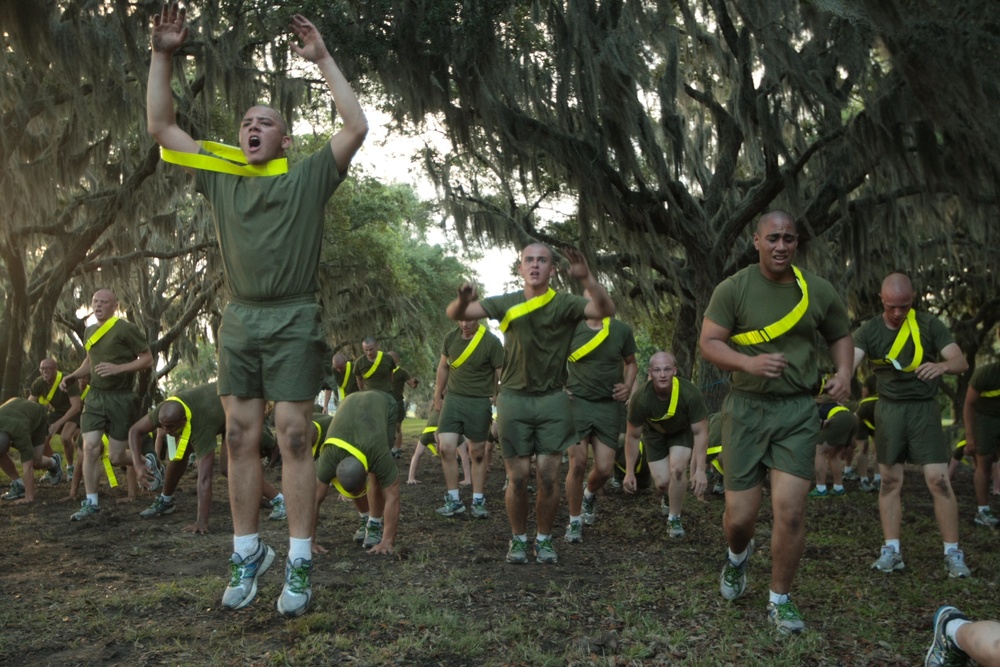 Marine recruits shape up on Parris Island