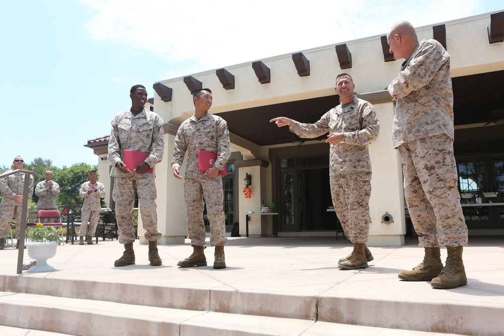 Two Marines earn stripe during lunch