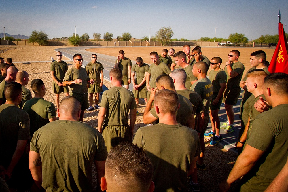 Get it on the left foot: Phoenix Marines go for a little run, just for fun