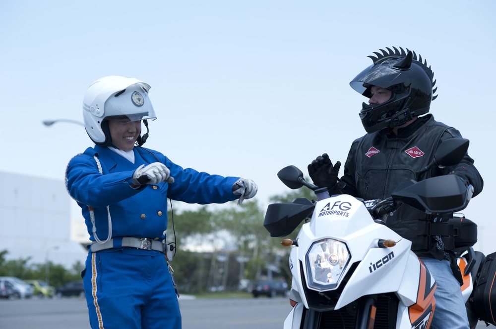 Kanagawa motorcycle police teach local riders safety tips