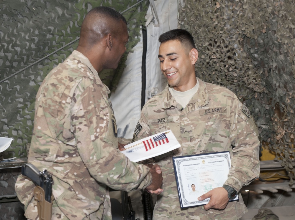 Soldier serving overseas becomes US citizen