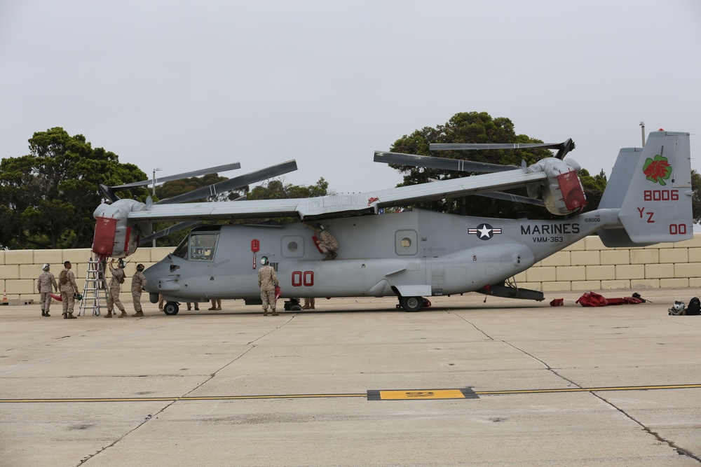 Marine Medium Tiltrotor Squadron 363 Prepares Aircraft for Transportation