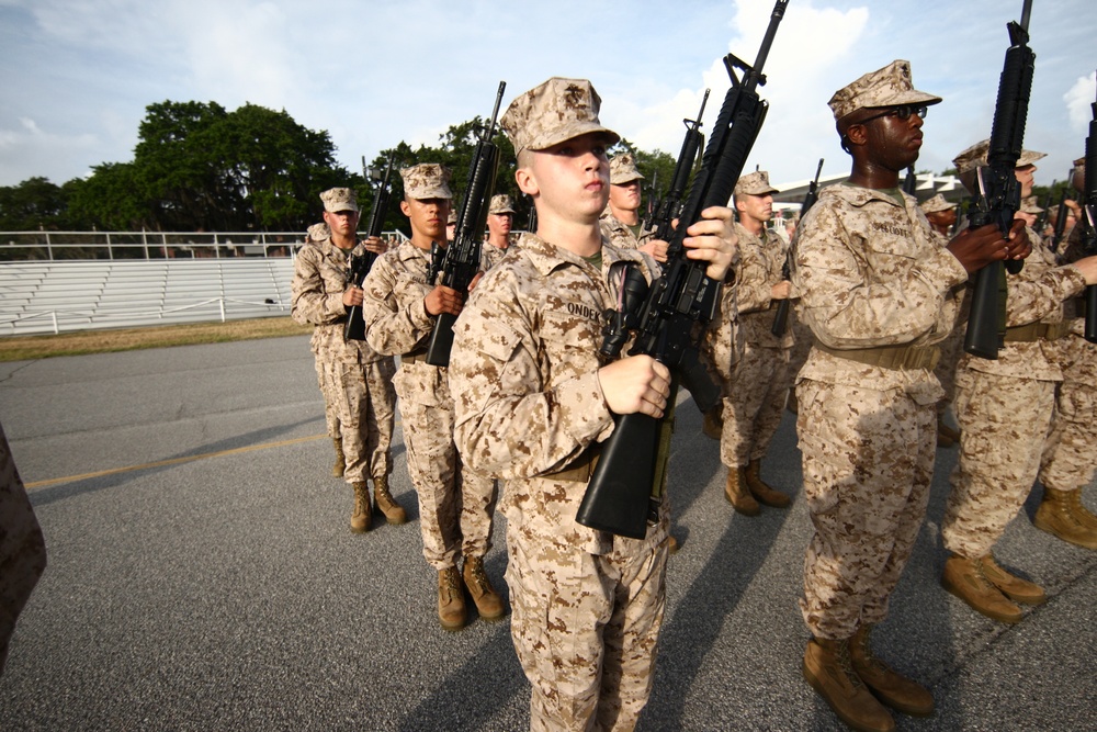 Parris Island recruits take first steps toward Marine Corps discipline with drill