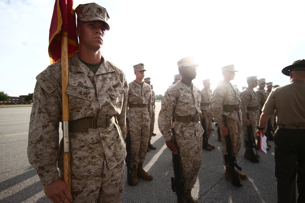 Parris Island recruits take first steps toward Marine Corps discipline with drill