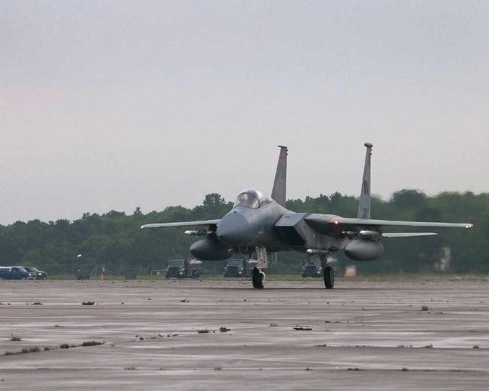 F-15 Eagles arrive at Otis for temporary operations while Barnes repairs runway