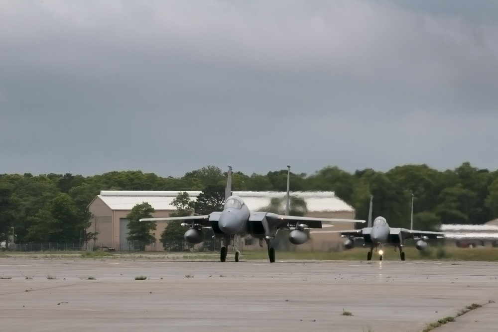 F-15 Eagles arrive at Otis for temporary operations while Barnes repairs runway