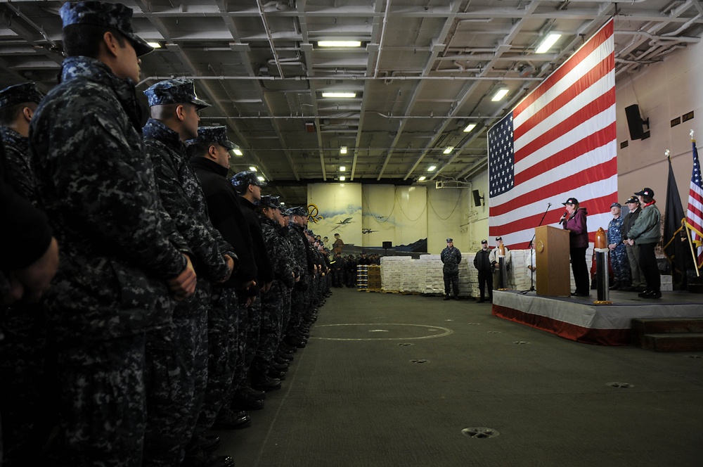 USS Ronald Reagan all-hands call
