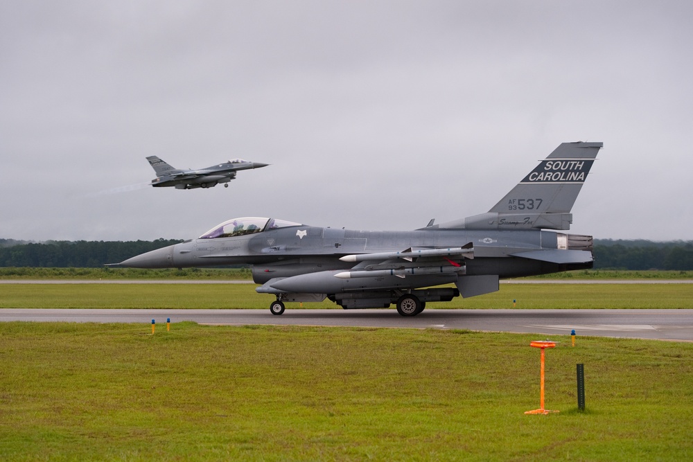 July readiness exercise F-16 Fighting Falcons take off