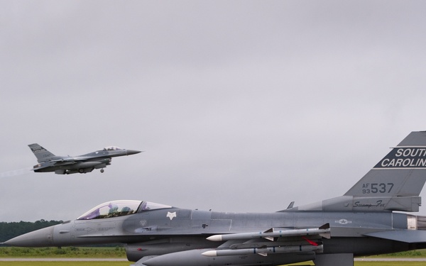 July readiness exercise F-16 Fighting Falcons take off