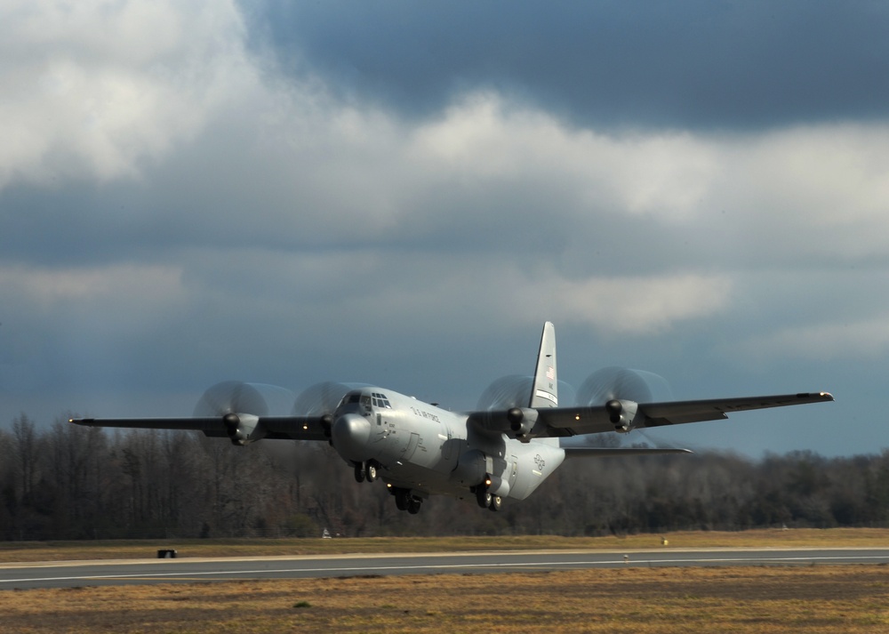 C-130J takes off