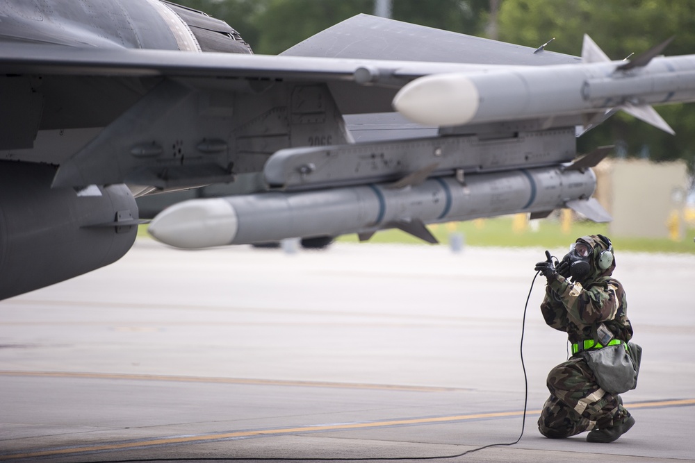 July Readiness Exercise F-16 Fighting Falcon pre flight