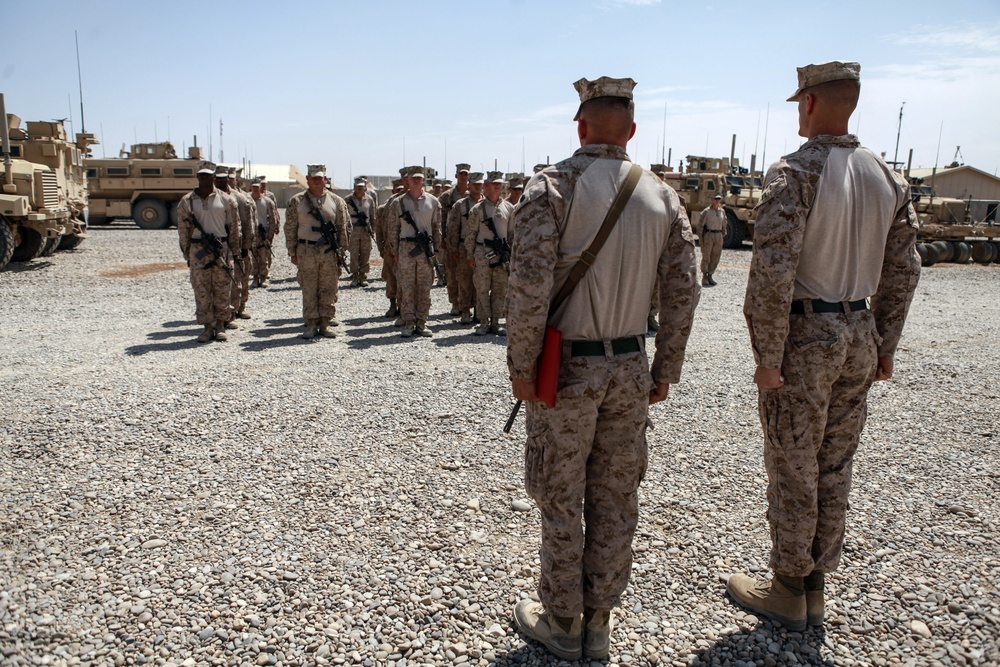 Marines with 2nd Battalion, 8th Marines Promote Staff Sgt. Christopher Broadstreet