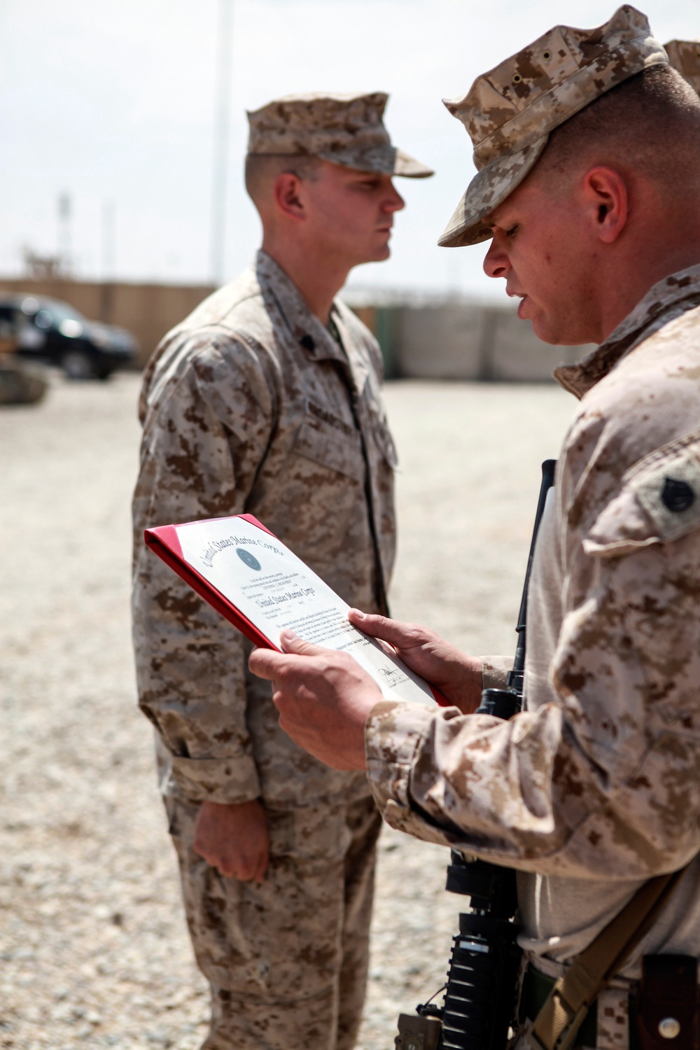 Marines with 2nd Battalion, 8th Marines Promote Staff Sgt. Christopher Broadstreet