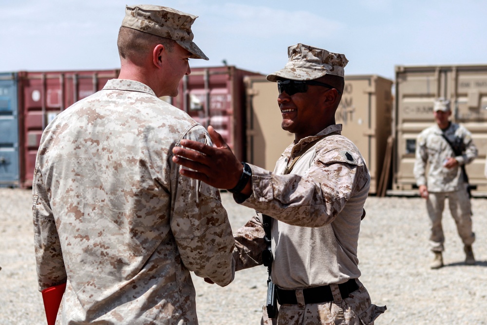 Marines with 2nd Battalion, 8th Marines Promote Staff Sgt. Christopher Broadstreet