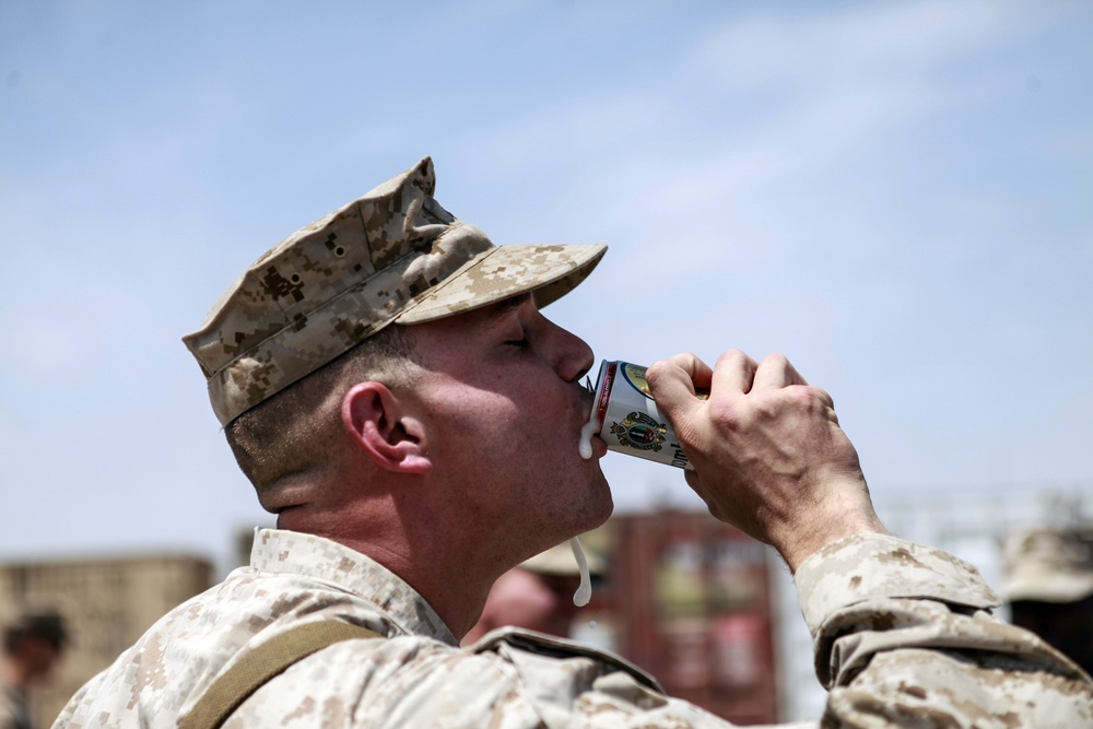 Marines with 2nd Battalion, 8th Marines Promote Staff Sgt. Christopher Broadstreet