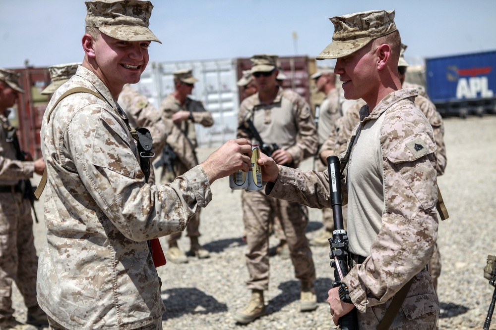 Marines with 2nd Battalion, 8th Marines Promote Staff Sgt. Christopher Broadstreet